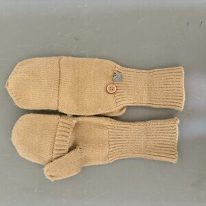 Convertible mitten gloves, beige, one size